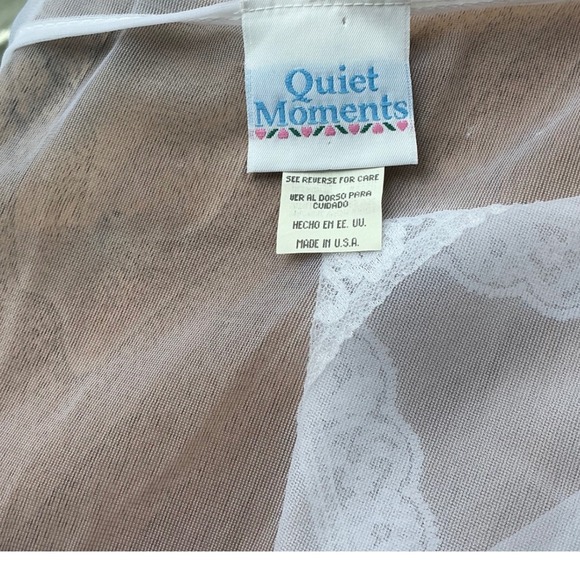 Vintage Quiet Moments White Lace Sheer Peignoir Set Nightgown Robe Bridal USA  L - Picture 8 of 9